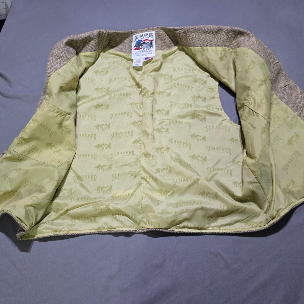 Schaefer Outfitter Vest Mens 2XL Tan Herringbone Wool Silver Anniversary 707 - Picture 2 of 6